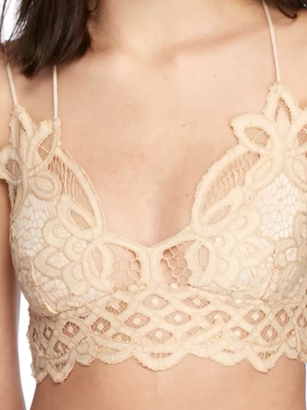 Free People Adella Cream Lace Bralette